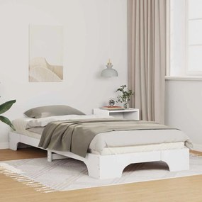 vidaXL Cadru de pat de podea cu depozitare Alb 90 x 210 cm lemn