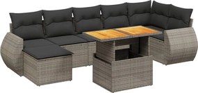 vidaXL Set canapele de grădină cu perne, 8 piese, gri, poliratan