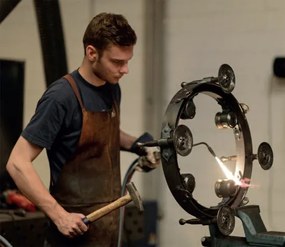 Masa design industrial din fier forjat cu lampa inclusa H 16933