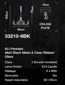 Candelabru modern design elegant Belle negru/clar