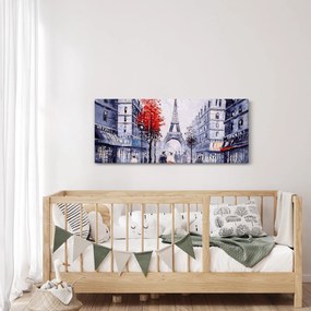 Tablou - Străzi din Paris, pictură în ulei (120x50 cm)