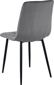 OFERTA Scaun de sufragerie din catifea gri inchis LIBRA cu picioare negre Calitatea a II-a