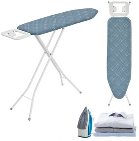 Masă de călcat Kinghoff KH 1938, 107.5x30.5 cm, 4 poziții de reglare, Suport pentru fier de călcat, albastru