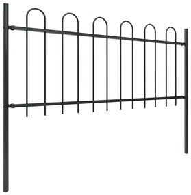 Gard de gradina cu varf curbat, negru, 15,3 x 0,8 m, otel 1, 0.8 m, 15.3 m