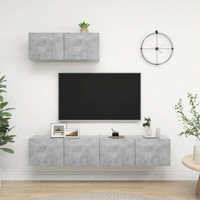 Comode TV, 3 buc., gri beton, PAL 3, Gri beton, 80 x 30 x 30 cm