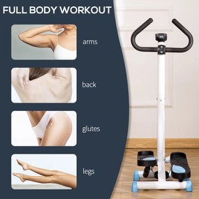 HOMCOM Stepper cu Mâner și Monitor LCD, Stepper pentru Fitness Acasă cu Pedale Antiderapante, 55x44x108 cm, Alb | Aosom Romania