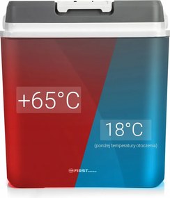 Lada electrica frigorifica First Austria FA-5170-4-BU, 58W, 24 l, Clasa E, 2 moduri, Separator intern, 12/220/240 V, Albastru/alb