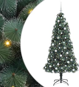 vidaXL Brad Christmas artificial pre-iluminat cu set de globuri 180 cm