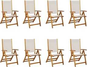 vidaXL Scaune de grădină pliabile 8 buc. lemn masiv acacia & textilenă