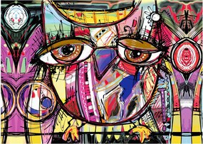Tablou pe sticlă - Artă stradală - bufniță (70x50 cm)