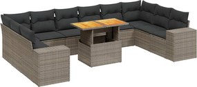 vidaXL Set canapele de grădină cu perne, 11 piese, gri, poliratan
