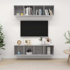 vidaXL Dulapuri TV montate pe perete, 2 buc, gri beton, lemn prelucrat