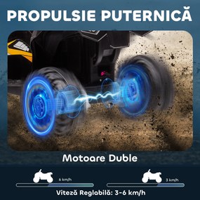 HOMCOM ATV Electric Copii Galben 3-5 ani cu muzica faruri LED cauciucuri late claxon masina | Aosom Romania