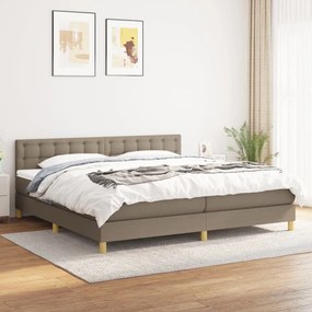 3140965 vidaXL Pat box spring cu saltea, gri taupe, 200x200 cm, textil