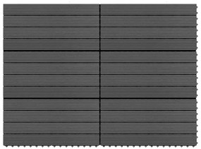 Placi de pardoseala, 6 buc., negru, 60x30 cm, WPC, 1,08 m   Negru, 1