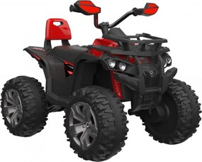 ATV Electric cu acumulator pentru copii NOVOKIDS™ Majestic Quad PRO, Cu melodii si lumini, Lungime 103 cm, Max 30 kg, 12V, 2 motoare, Negru cu Rosu
