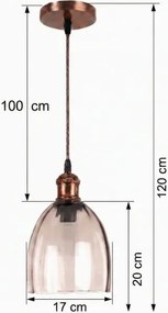 Brilagi - Lustră LED suspendată pe cablu R GLASS 1xE27/60W/230V Ø 17 cm cupru/bej fumuriu