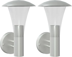 vidaXL Corpuri de iluminat exterior de perete 2 buc argintiu oțel inox