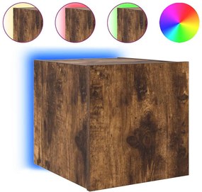 vidaXL Comodă TV de perete cu lumini LED, stejar fumuriu, 30,5x35x30cm