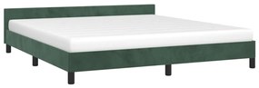 Cadru de pat cu tablie, verde inchis, 160x200 cm, catifea Verde, 160 x 200 cm