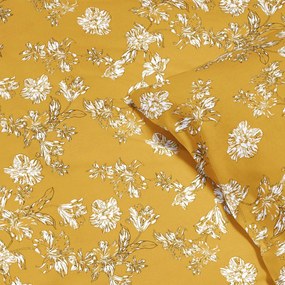 Goldea lenjerie de pat flanel - crini pe culoare muștar 140 x 200 și 50 x 70 cm
