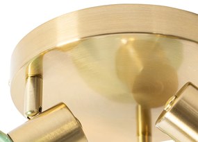 Plafonieră spot Art Deco aurie cu sticlă verde cu 3 lumini - Vidro