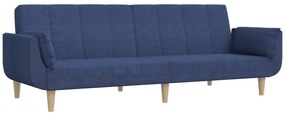 Canapea extensibila 2 locuri,taburet2 perne,textil,albastru Albastru, Cu scaunel pentru picioare