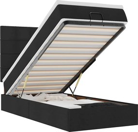 vidaXL Cadru de pat otoman cu saltea țesătură neagră 90x190cm