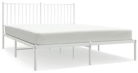 350934 vidaXL Cadru de pat metalic cu tăblie, alb, 160x200 cm