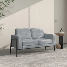 HOMCOM Canapea Modernă cu 2 Locuri pentru Camera de Zi, Design Compact, Picioare din Oțel, Perne Captusite, Gri | Aosom Romania