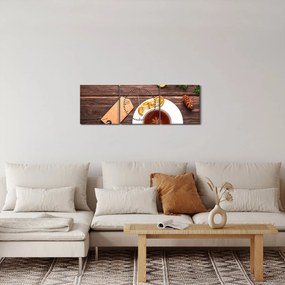 Tablou - ceașca cu decorații (cu ceas) (90x30 cm)