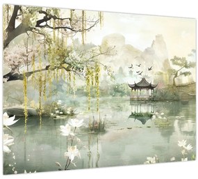 Tablou pe sticlă - Lac Chinezesc (70x50 cm)