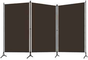 320732 vidaXL Paravan de cameră cu 3 panouri, maro, 260 x 180 cm, textil
