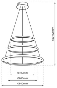 Lustră LED pe cablu ROTONDA LED/93W/230V crom mat