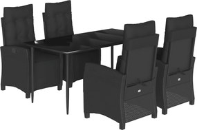 vidaXL Set mobilier de grădină cu perne, 5 piese, negru, poliratan