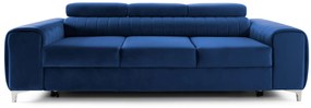Canapea Extensibilă 3 locuri TIME, cu tetiere reglabile, cu suport lombar, 255x97x94 cm, Albastru-Velluto