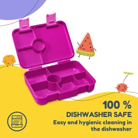 schmatzfatz by Lite, caserolă pentru gustări, 6 compartimente, 20,8 × 4,5 × 15 cm (L x Î x l), fără BPA, Tritan extra ușor