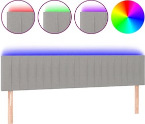 vidaXL Tăblie de pat cu LED, gri deschis, 180x5x78/88 cm, textil
