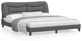 3208019 vidaXL Cadru de pat cu tăblie, gri, 180x200 cm, piele ecologică