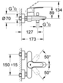 GROHE 33591002 - Baterie pentru cadă EUROSTYLE COSMOPOLITAN, crom lucios