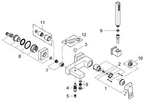 GROHE EUROCUBE 23141000 - Baterie pentru cadă DN 15, crom lucios