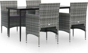 vidaXL Set de servit masa pentru grădină, 5 piese, gri și negru
