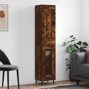 vidaXL Dulap înalt, stejar fumuriu, 34,5x34x180 cm, lemn prelucrat