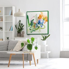 Tablou cu detalii pictate manual 102x102 cm Confidential Green – Malerifabrikken