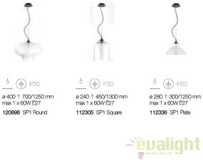 Lustra diametru 24cm, din sticla suflata manual, BISTRO SP1 SQUARE 112305