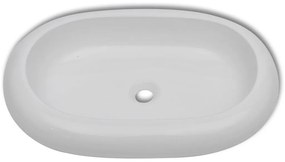 Chiuveta de baie cu robinet mixer, ceramic, oval, alb 630 x 420 x 120 mm