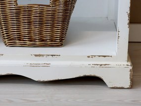 Bibliotecă shabby chic din lemn cu finisaj antichizat crem, 5 rafturi, 106×39×200 cm, „Violette"
