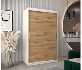 Dulap de haine 120 cm Toki (alb mat + stejar artisan). 1064805