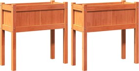 vidaXL Jardiniere grădină cu picioare, 2 buc., maro ceruit, lemn pin