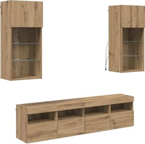vidaXL Unități TV de perete cu LED 5 pcs Stejar Artizanal